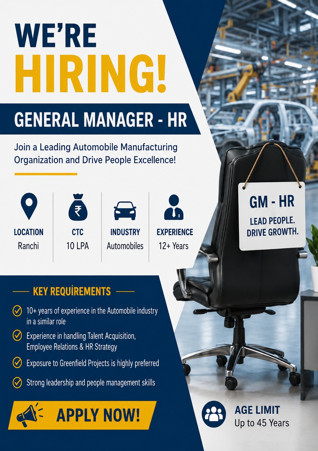 General Manager – HR (Automobile Industry)